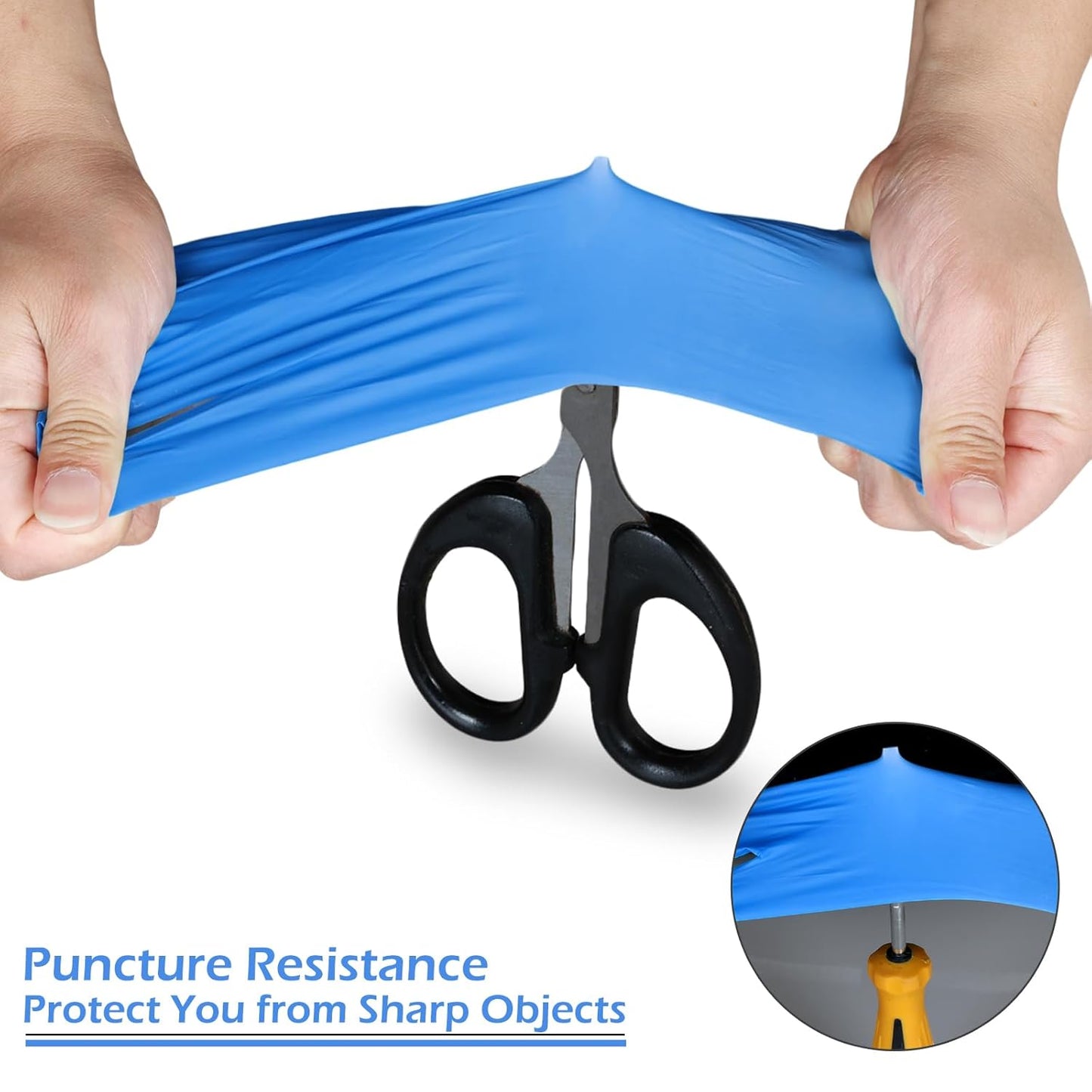 Borje® - 100 Pcs Nitrile Disposable Gloves, Blue, Latex & Powder-Free, Food Safe, Textured Fingertips