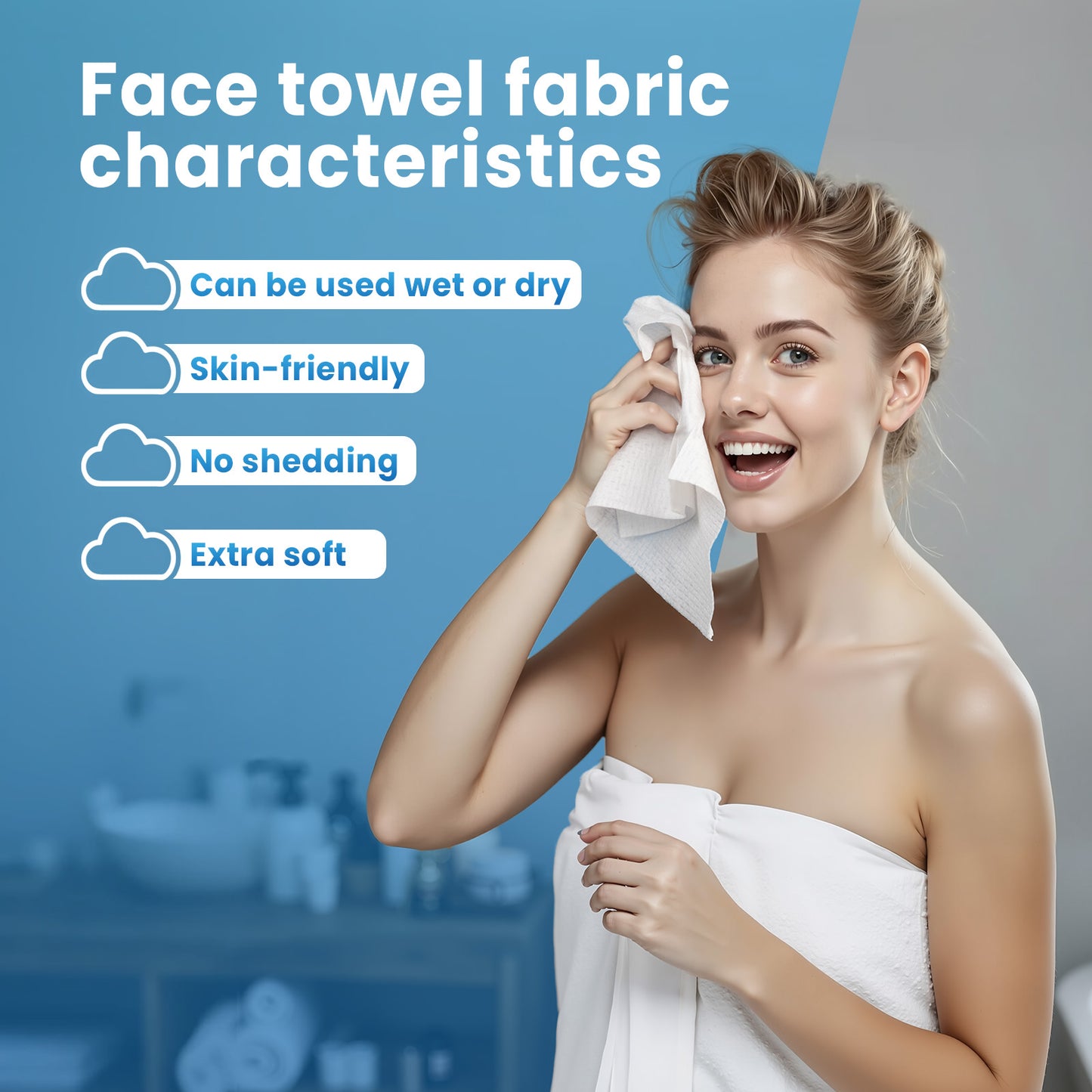 Borje Disposable Face Towels XL, 10" x 12", 100 Count (2 Packs of 50), Ultra Soft & Thick Face Towelettes Disposable, Makeup Remover Wipes for Women Cleansing