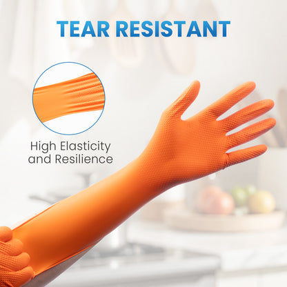 Borje® - 100 Pcs Nitrile Disposable Gloves, 8 Mil, Orange, Latex Free, Powder-Free, Diamond Texture, Mechanic