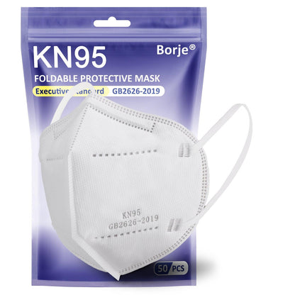 KN95 Face Masks 50 Pcs, 5-Ply Protection White KN95 Mask - Borje