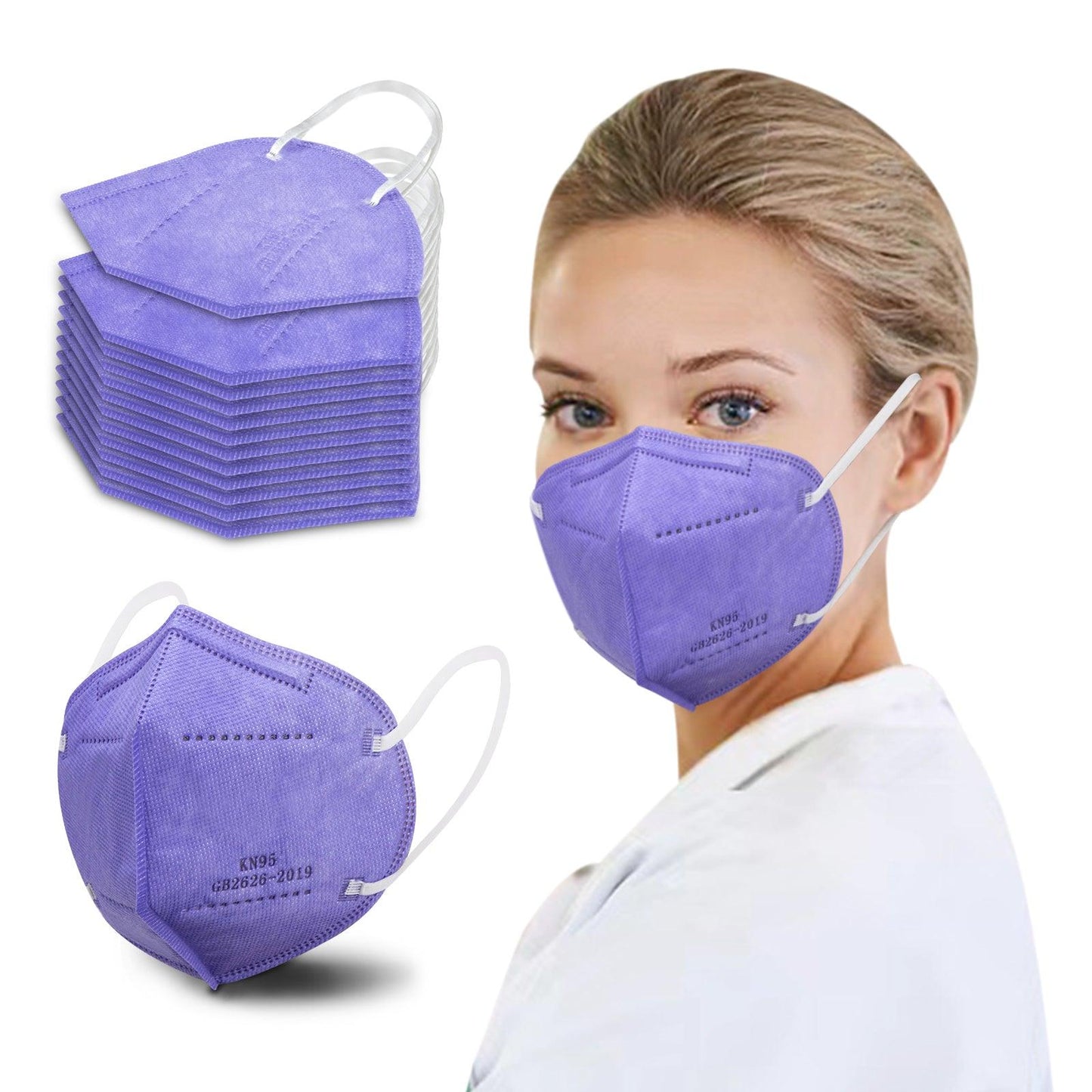 KN95 Face Masks 50 Pcs, 5-Ply Protection Purple KN95 Mask - Borje